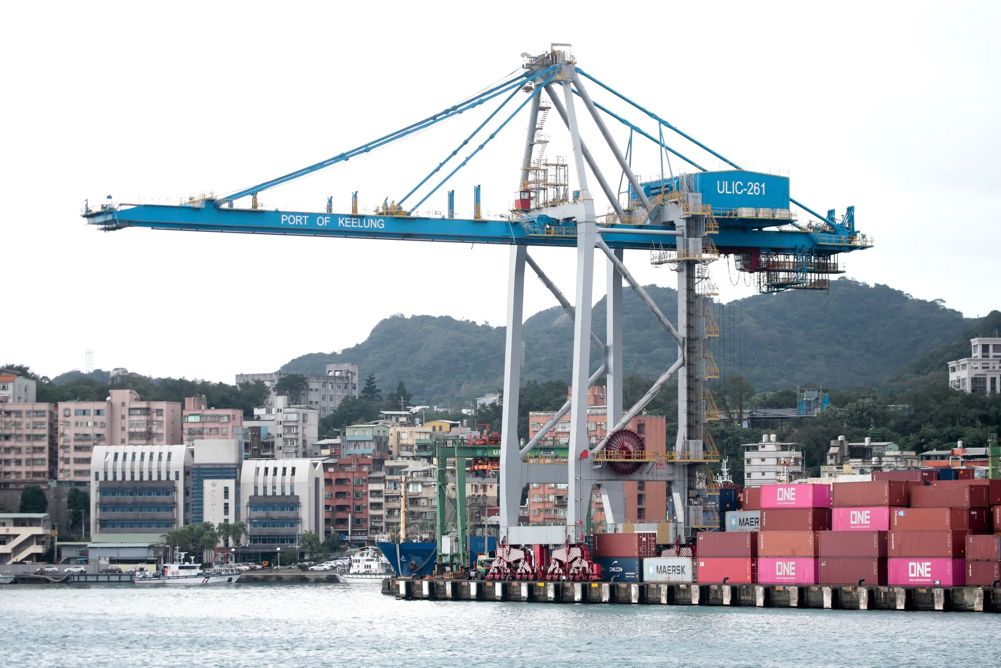 A gantry crane at the Port of Keelung in Keelung, Taiwan.