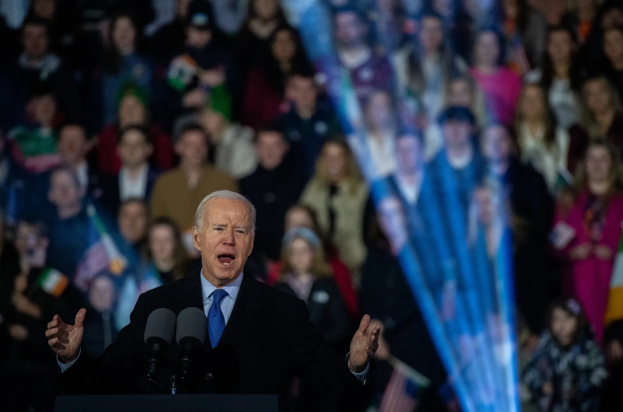 Joe Biden speaks outside St Muredach's Cathedral in Ballina, Ireland, on Friday.