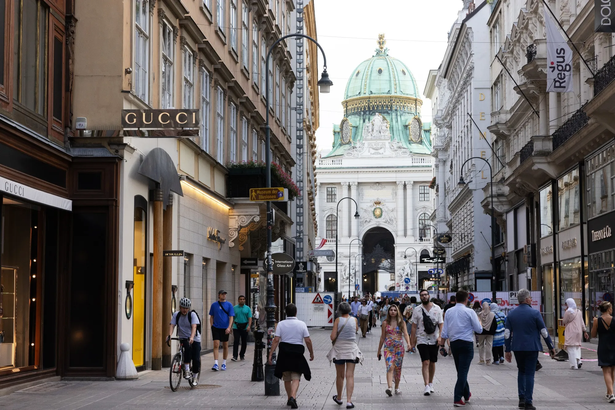 Pedestrians&nbsp;near the Sisi Museum, centre, in Vienna, Austria.