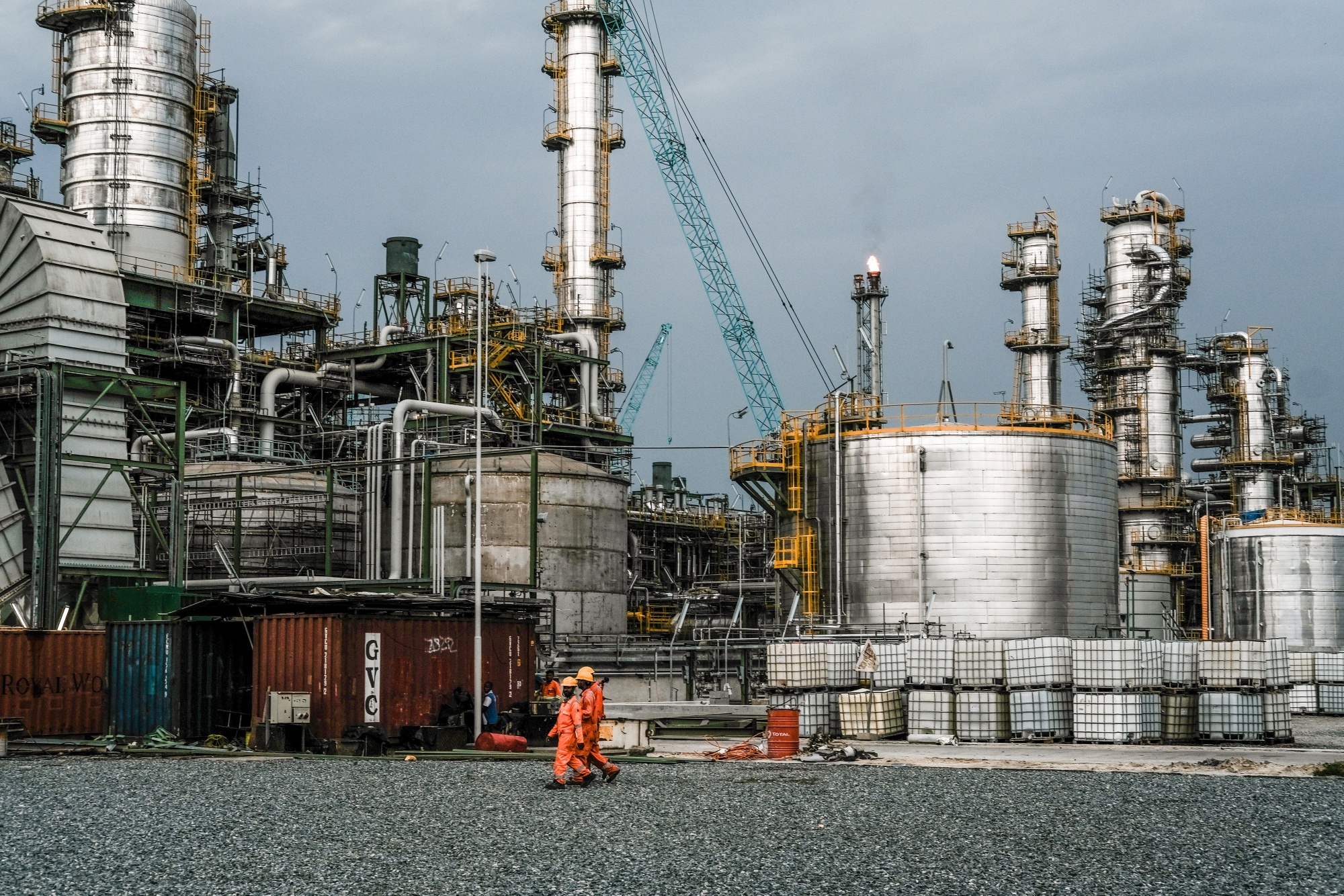 The under-construction Dangote Industries oil refinery and fertilizer plant site in the Ibeju Lekki district, outside of Lagos, Nigeria, on March 6.