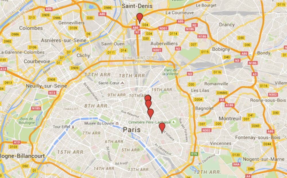 Stade De France Map Paris Attacks: A Map of What's Been Confirmed, Including the 