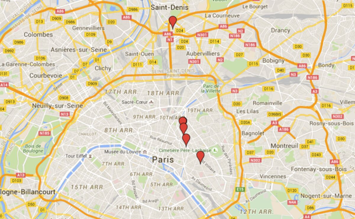 Paris Attacks A Map of What's Been Confirmed, Including the Bataclan