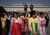 Celebrations on Mansu hill in Pyongyang.