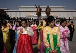 Celebrations on Mansu hill in Pyongyang.