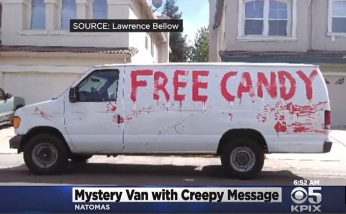 A Creepy 'FREE CANDY' Van Goes Up for 
