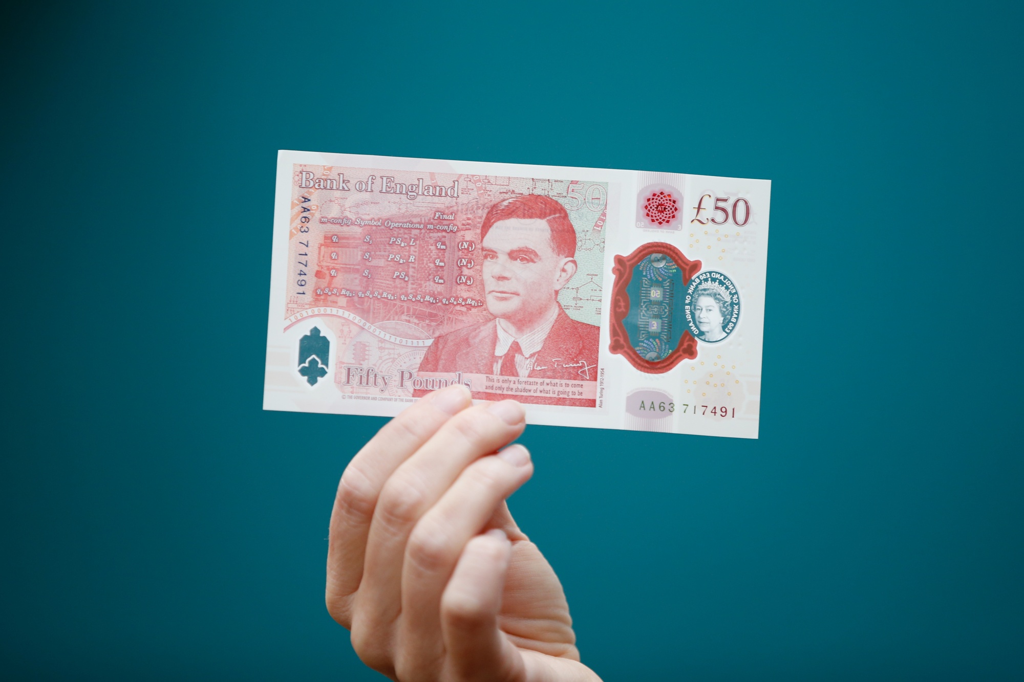 Bank of England Chief Cashier Sarah John Spends First 50-Pound Banknote
