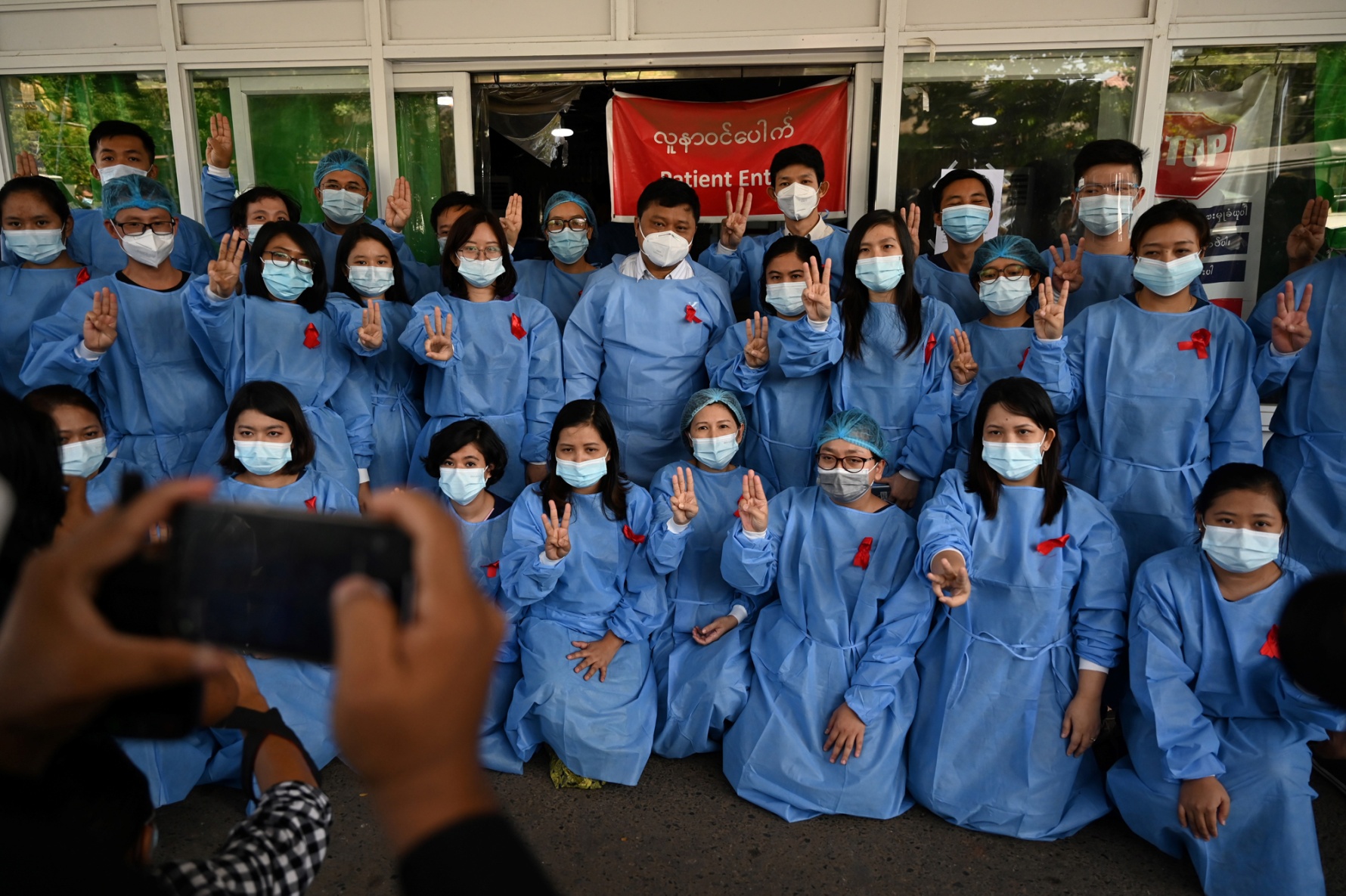 Health workers at the Yangon General Hospital in Yangon, Myanmar on Feb. 3.
