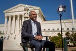 Chet Kanojia, Aereo's chief executive officer, speaking in front of the Supreme Court in Washington
