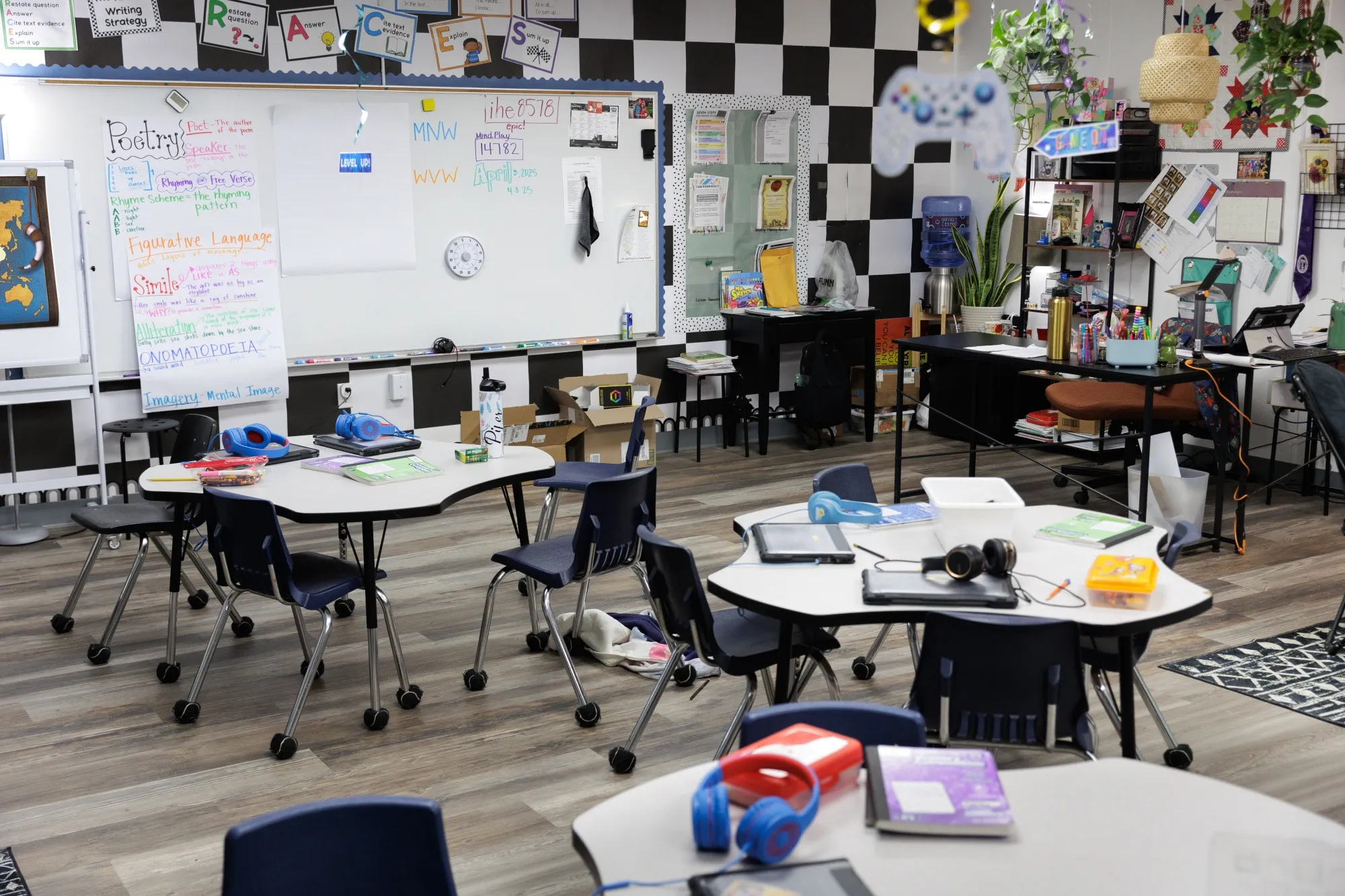 Un aula en un colegio en Woodson, Texas, en abril de 2025.