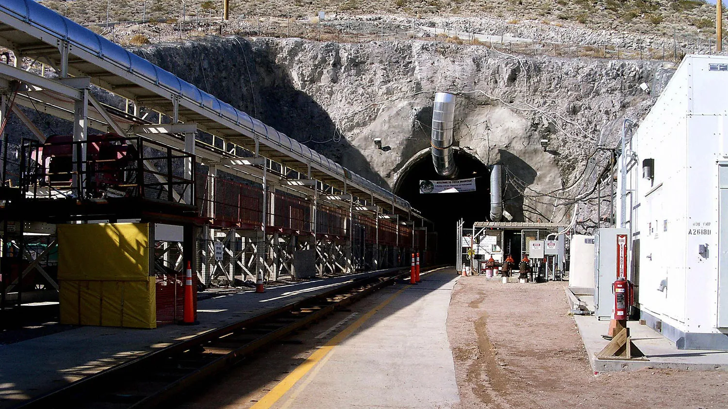 This undated image obtained 22 February, 2004 shows the entrance to the Yucca Mountain nuclear waste repository located in Nye County, Nevada, about 100 miles northwest of Las Vegas.
