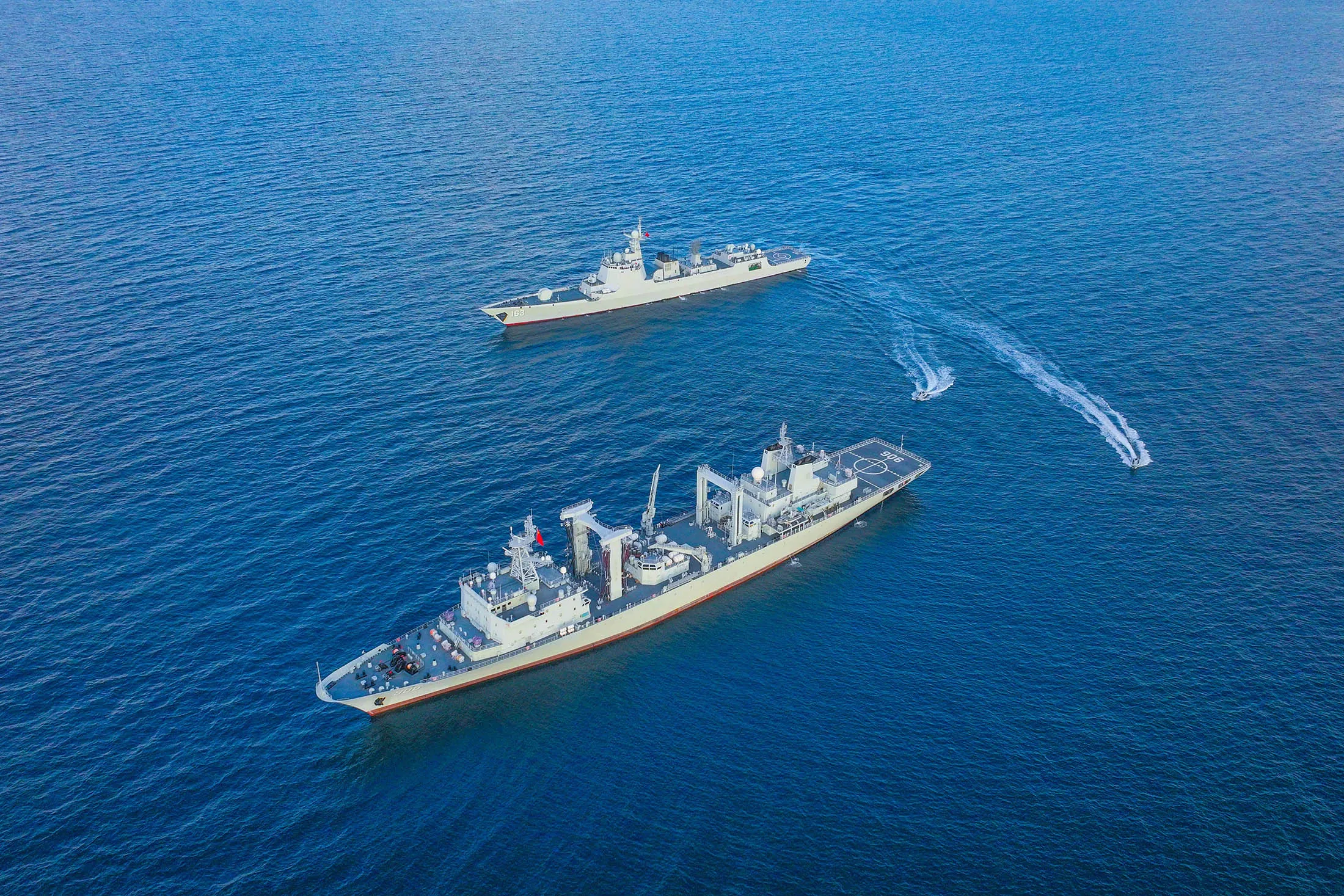 The 46th fleet of the Chinese People's Liberation Army Navy during an counter-terrorism and anti-piracy exercise in Jan. 2025.&nbsp;