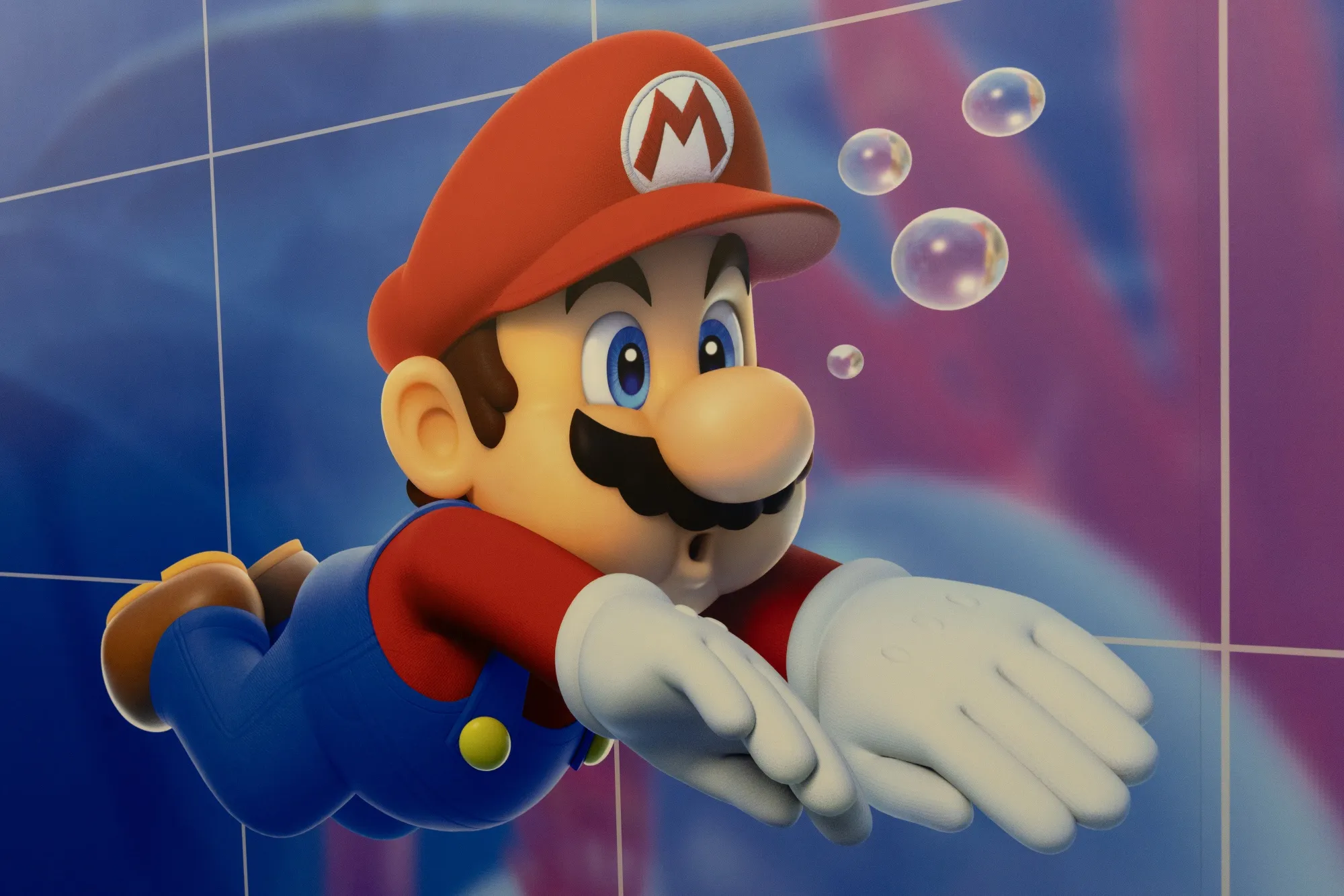 A wall mural depicting Nintendo’s Mario character in Kyoto.