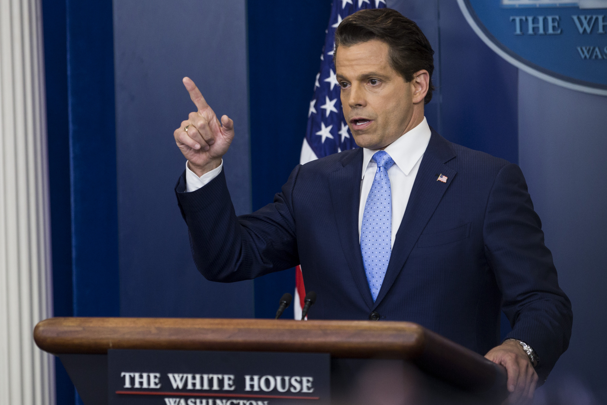 Anthony Scaramucci speaks during a White House press briefing in 2017.