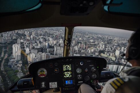 An UberCopter flies above São Paulo.