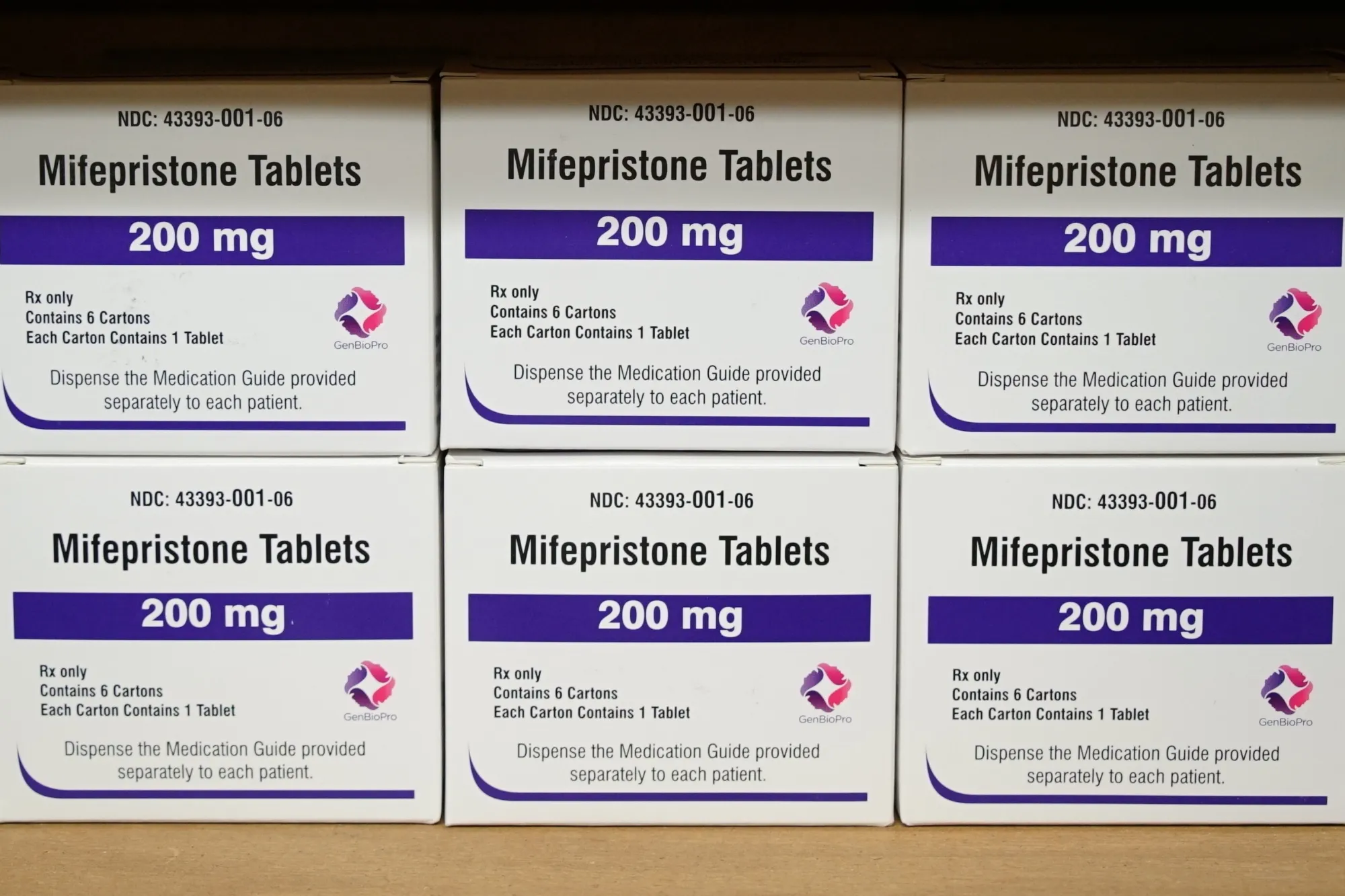 Boxes of mifepristone manufactured by&nbsp;GenBioPro.