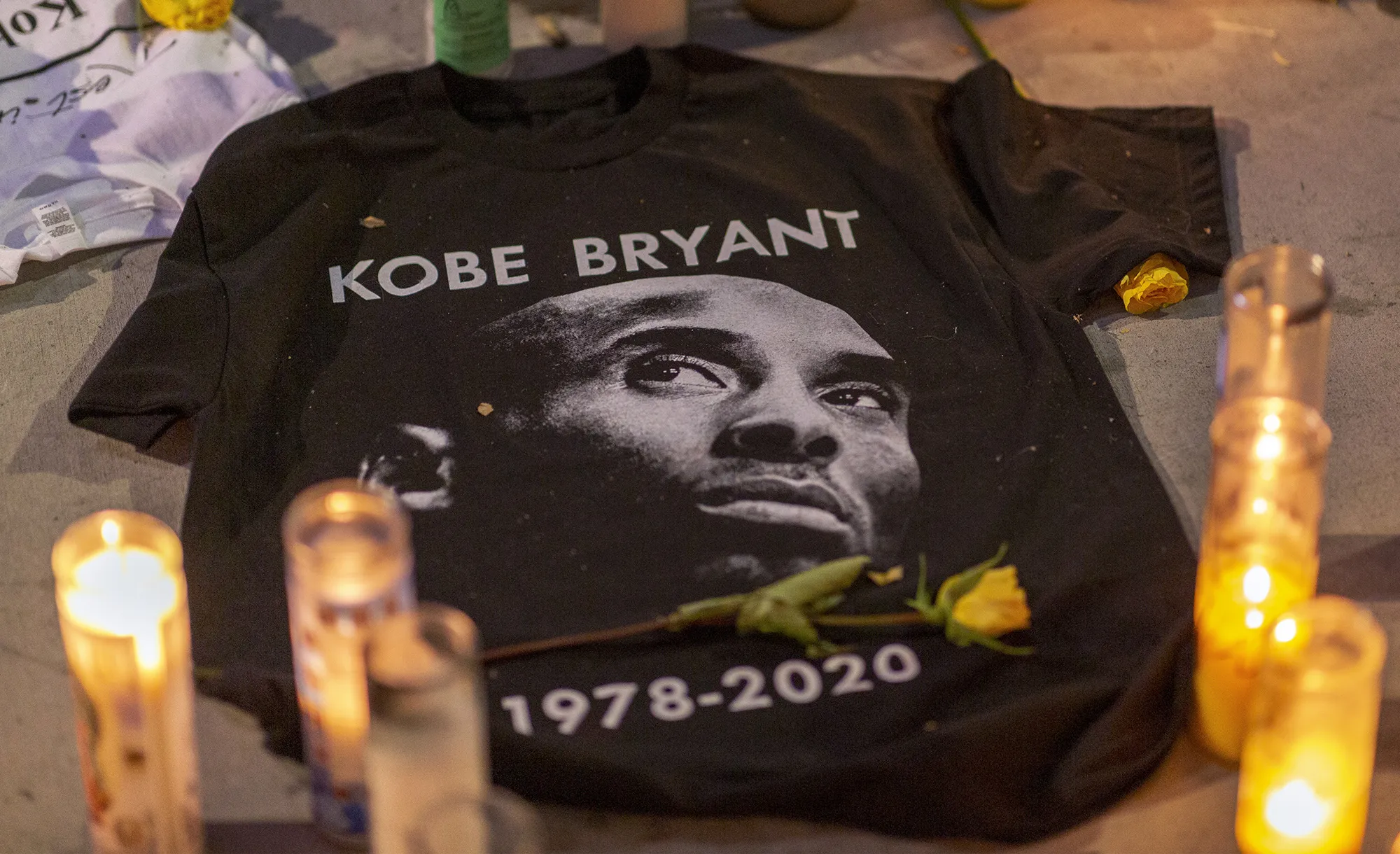 A memorial in remembrance of Kobe Bryant who, along with his 13-year-old daughter Gianna, died Jan. 26 in a helicopter crash in California, on Jan. 28, 2020.&nbsp;