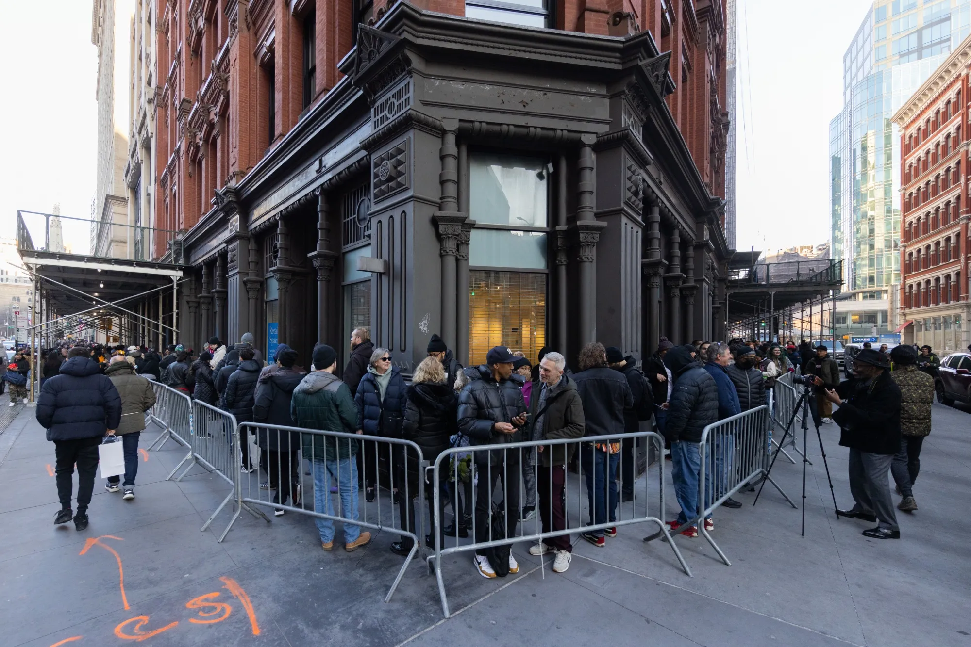 Customers wait in line outside the Housing Works Cannabis Co. in New York.