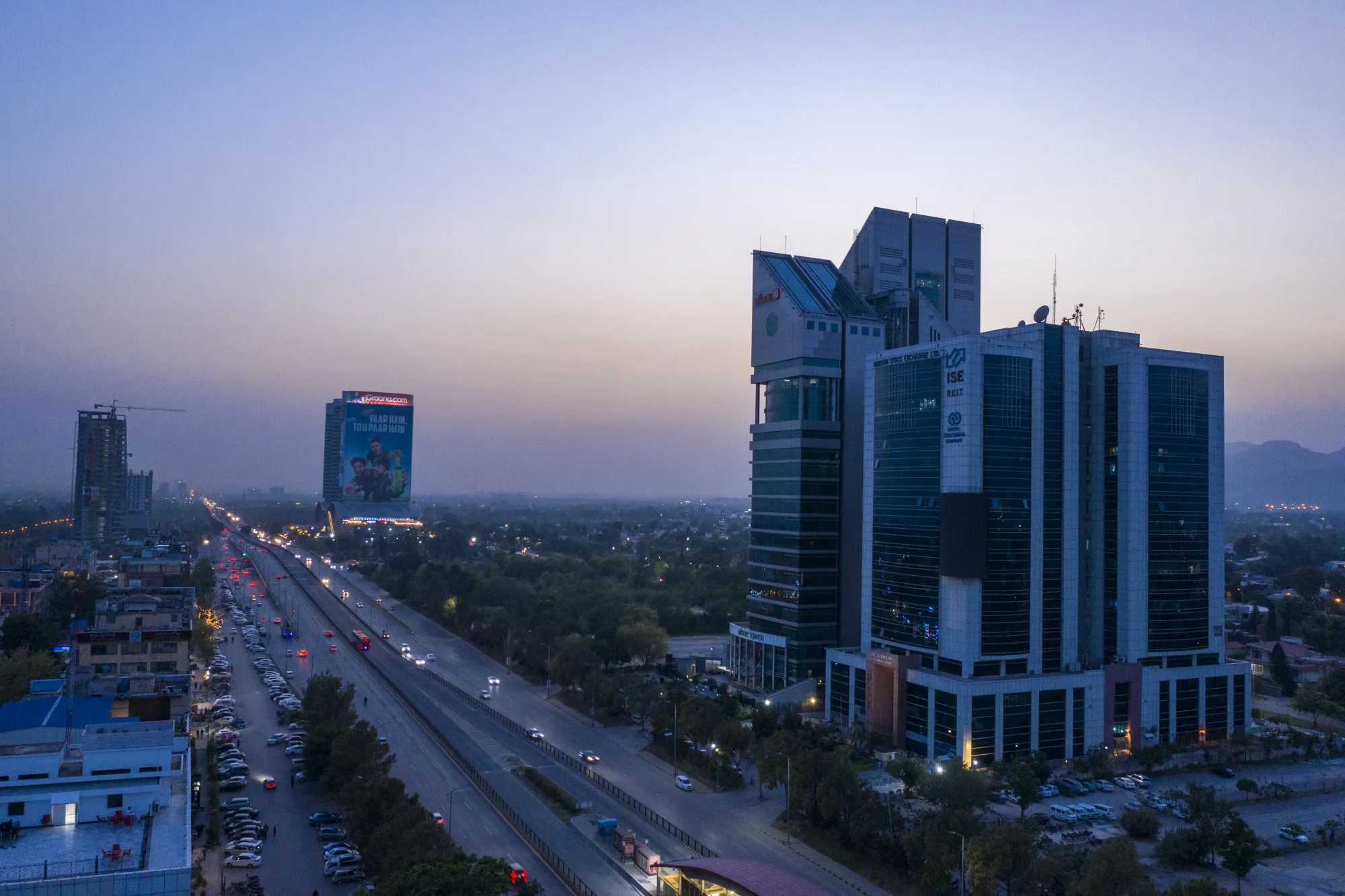 Traffic flows down a road&nbsp;in Islamabad, Pakistan.