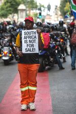 A protester in Pretoria.