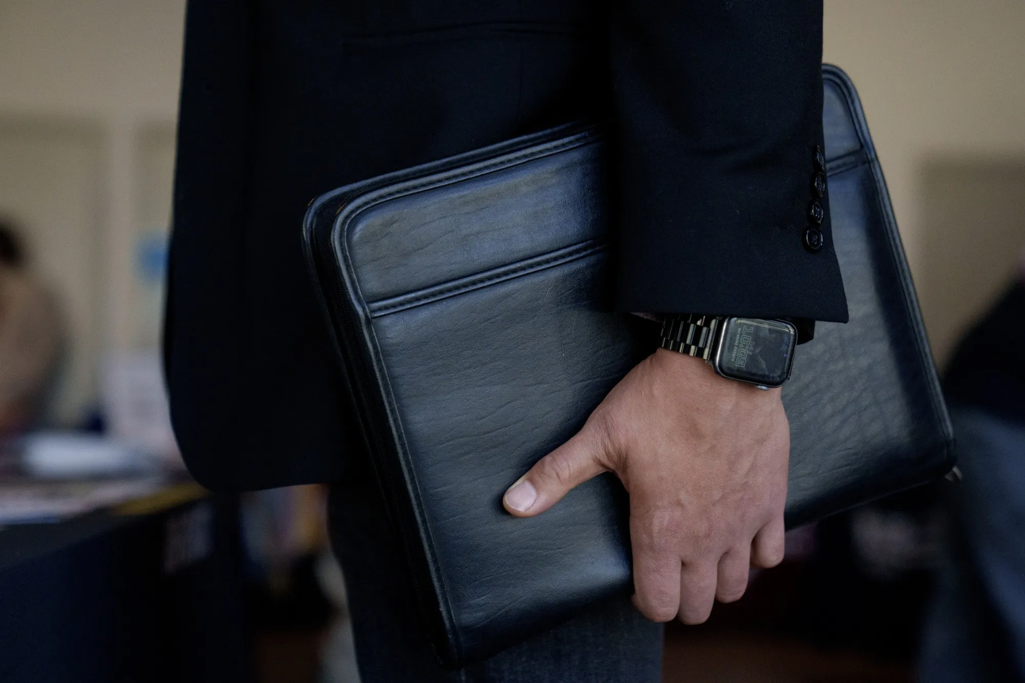A job seeker at a career fair in Long Beach, California.