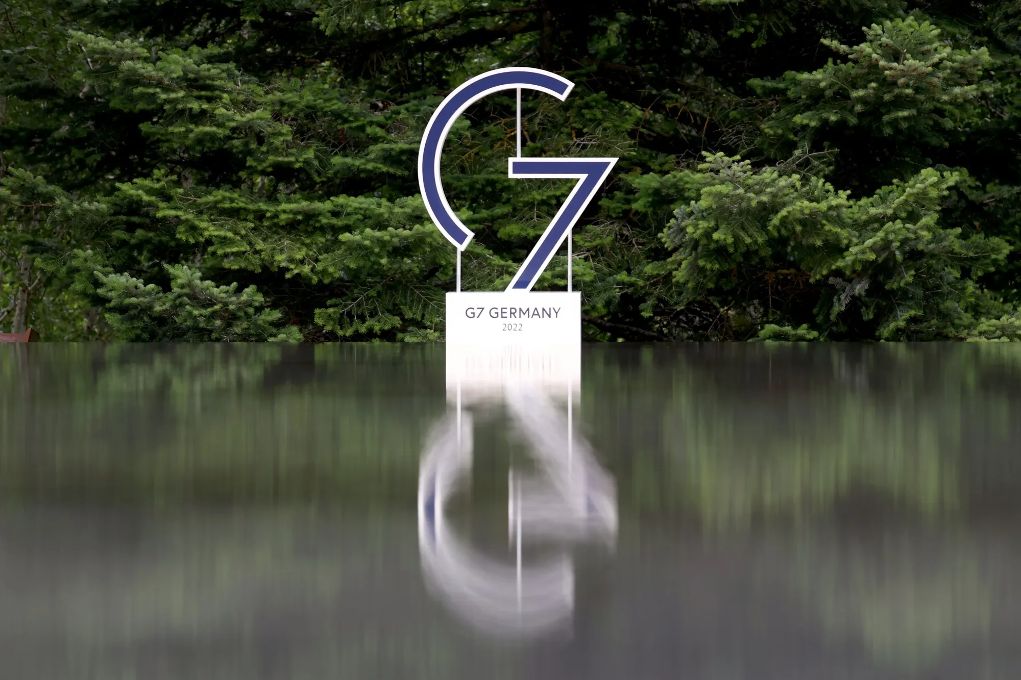A sign for the Group of Seven.&nbsp;