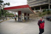 An empty Petroleos de Venezuela SA gas station in Caracas, Venezuela, on June 1. J