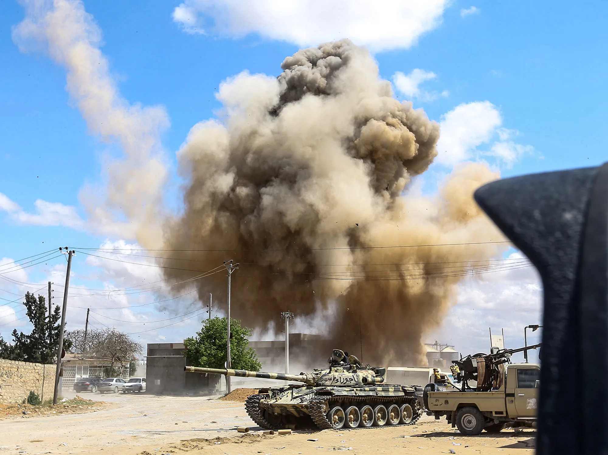 Smoke rises&nbsp;from an air strike&nbsp;during clashes in the suburb of Wadi Rabie, about 30km&nbsp;south of&nbsp;Tripoli, on&nbsp;April 12, 2019.&nbsp;