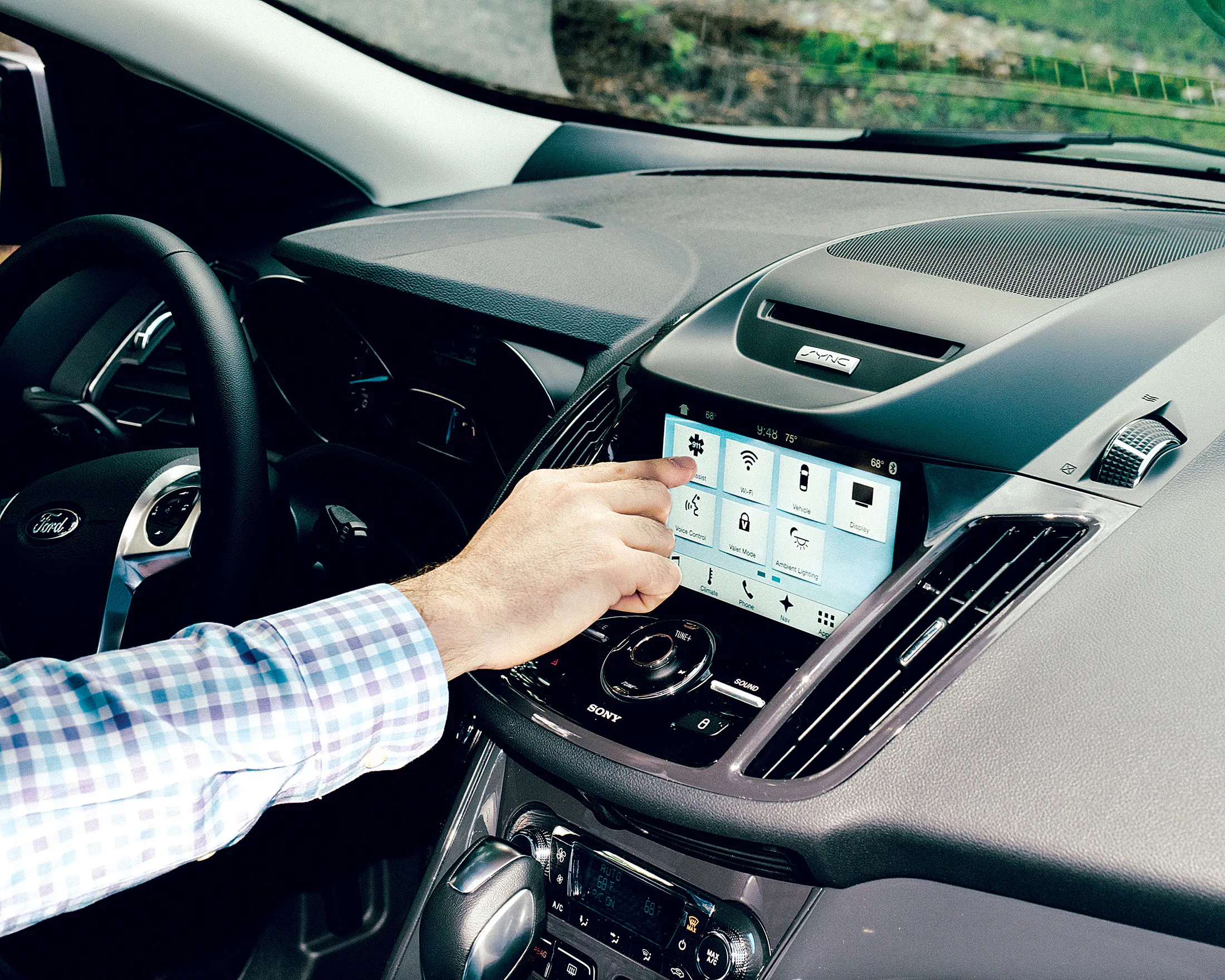 The screen’s large icons let drivers switch easily from maps to music. Ford’s putting volume and temperature knobs and dials back on the dash.
