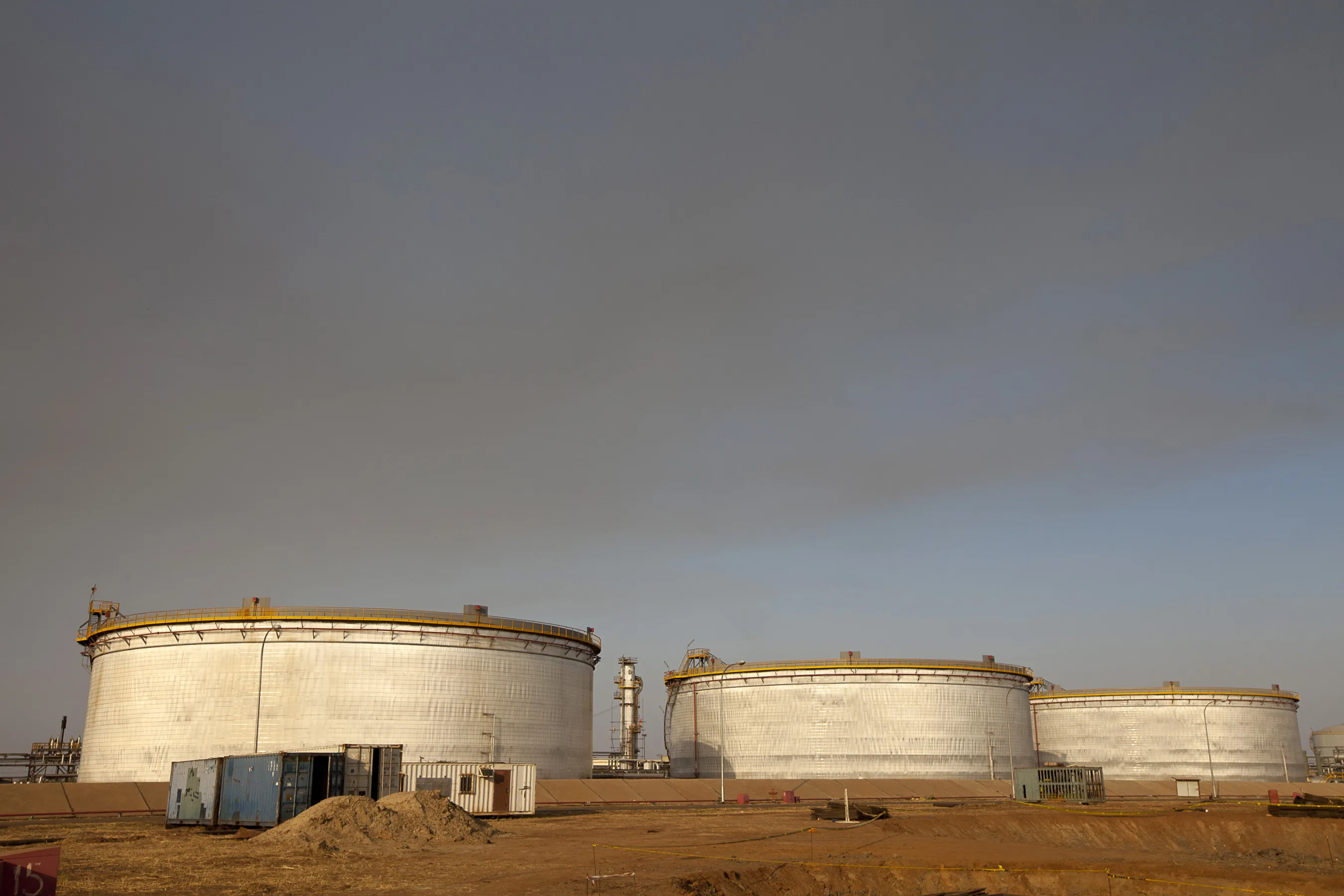 Oil storage tanks&nbsp;near Melut,&nbsp;Sudan.