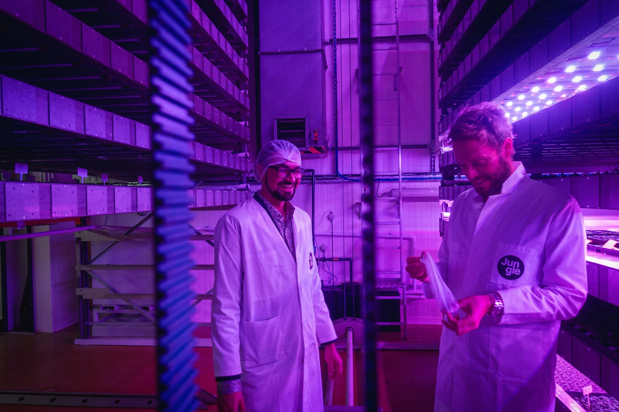 Akshat Rathi with Gilles Dreyfus, co-founder of agricultural technology startup Jungle.&nbsp;
