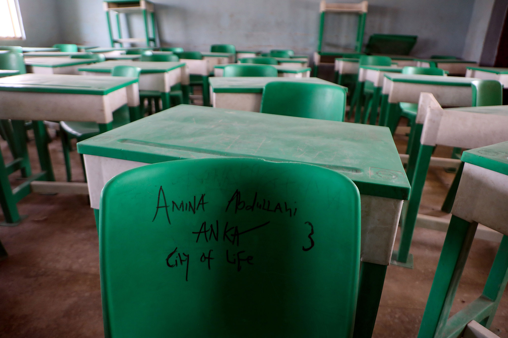 A deserted classroom at the Government Girls Secondary School, the day after the abduction of over 300 schoolgirls.&nbsp;