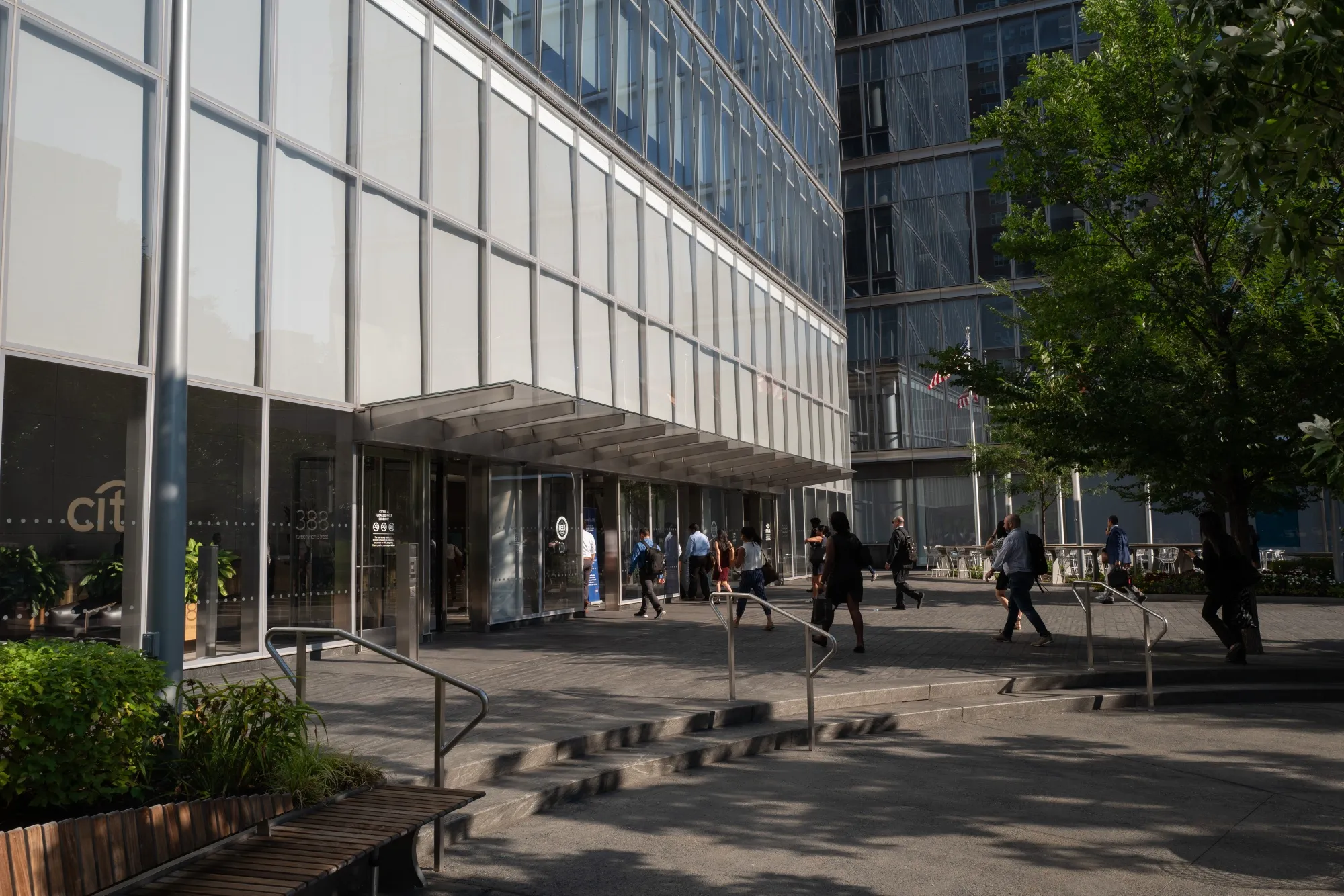 Workers enter Citigroup headquarters in New York.