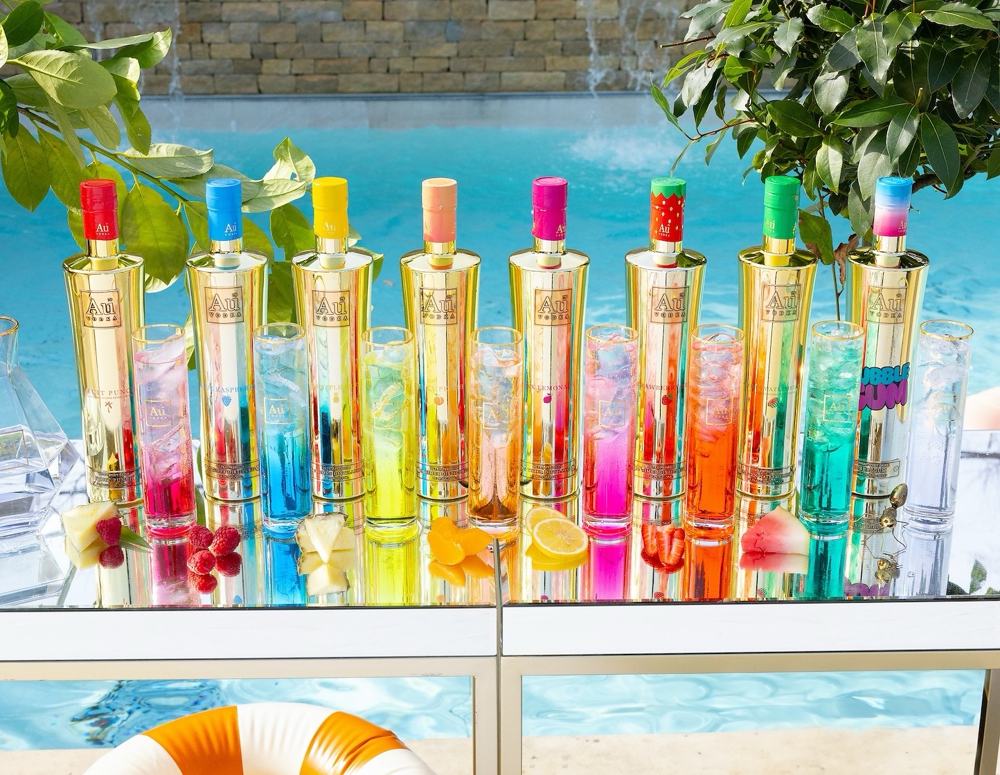 Bottles of Au Vodka.