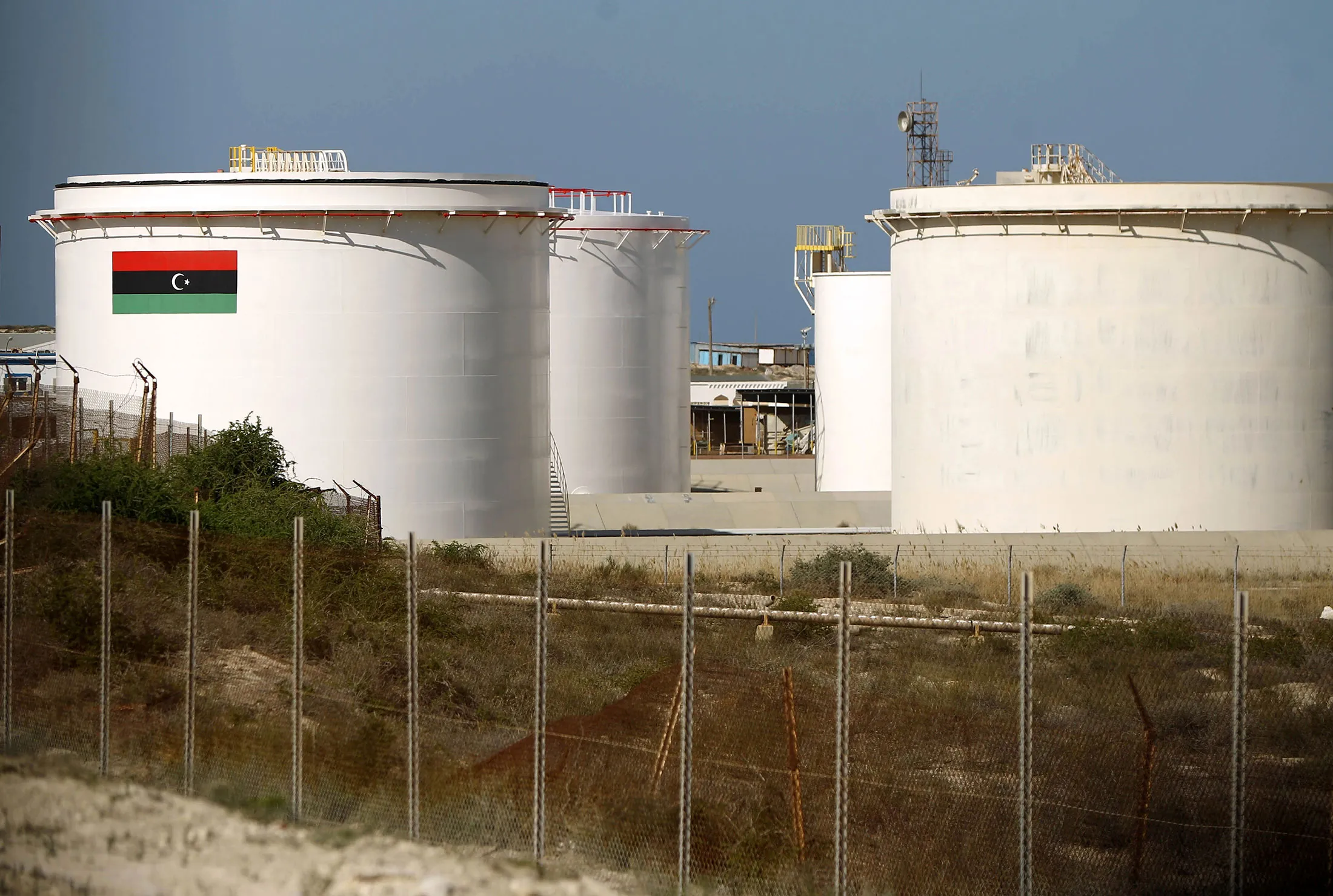 A general view shows an oil facility in the northern oil rich Libyan town of al-Buraqah.
