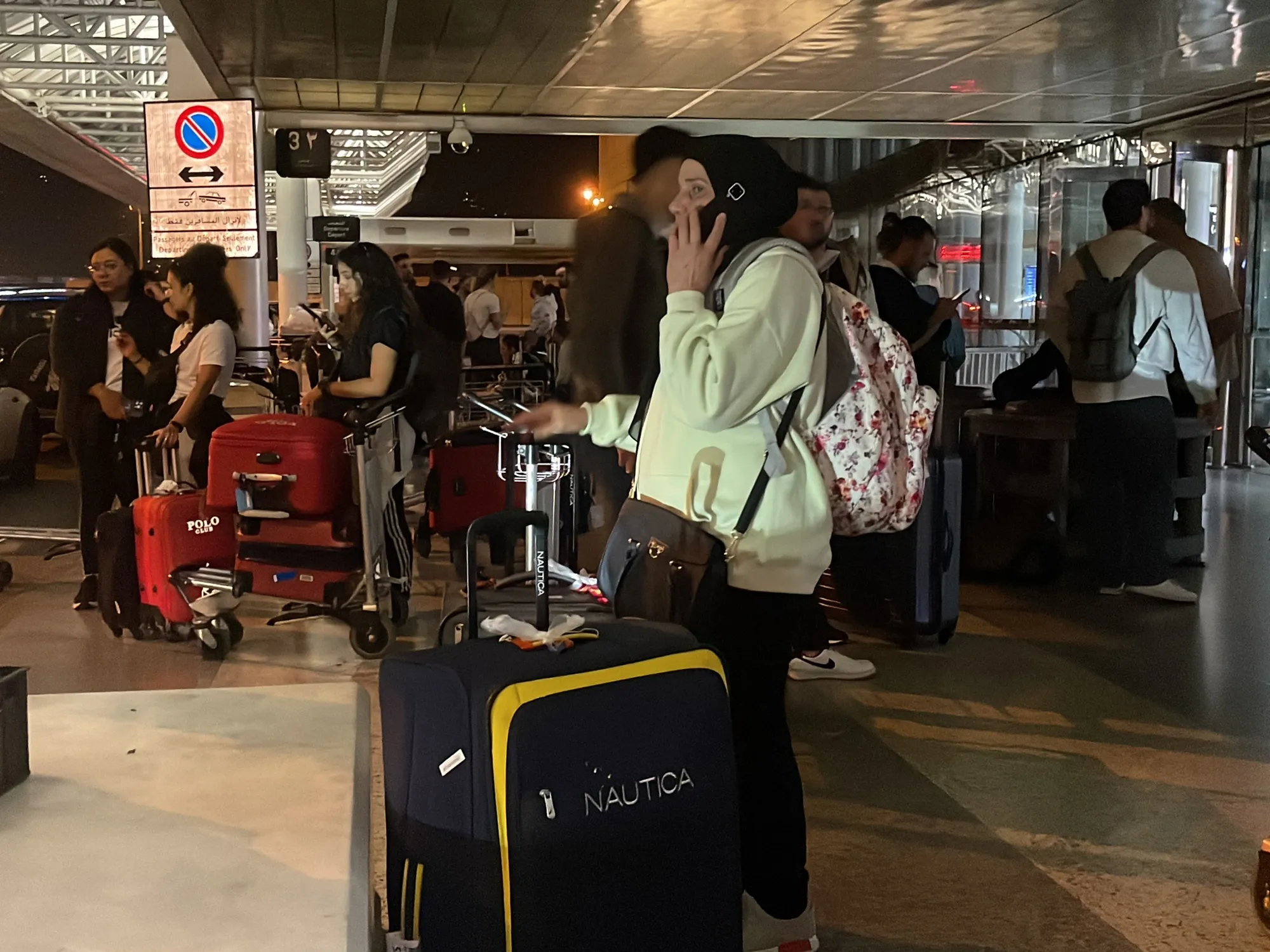 Passengers wait at Beirut Rafic Hariri International Airport as Lebanon closed its airspace to all flights after the Iran's attack on Israel, on April 14.