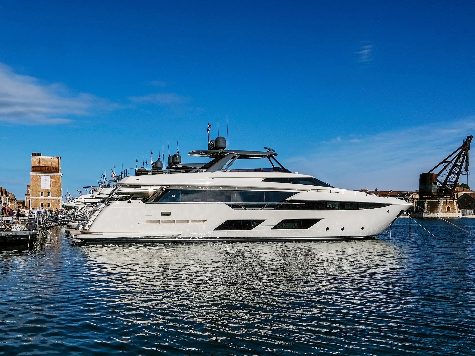 A Ferretti yacht in Venice.