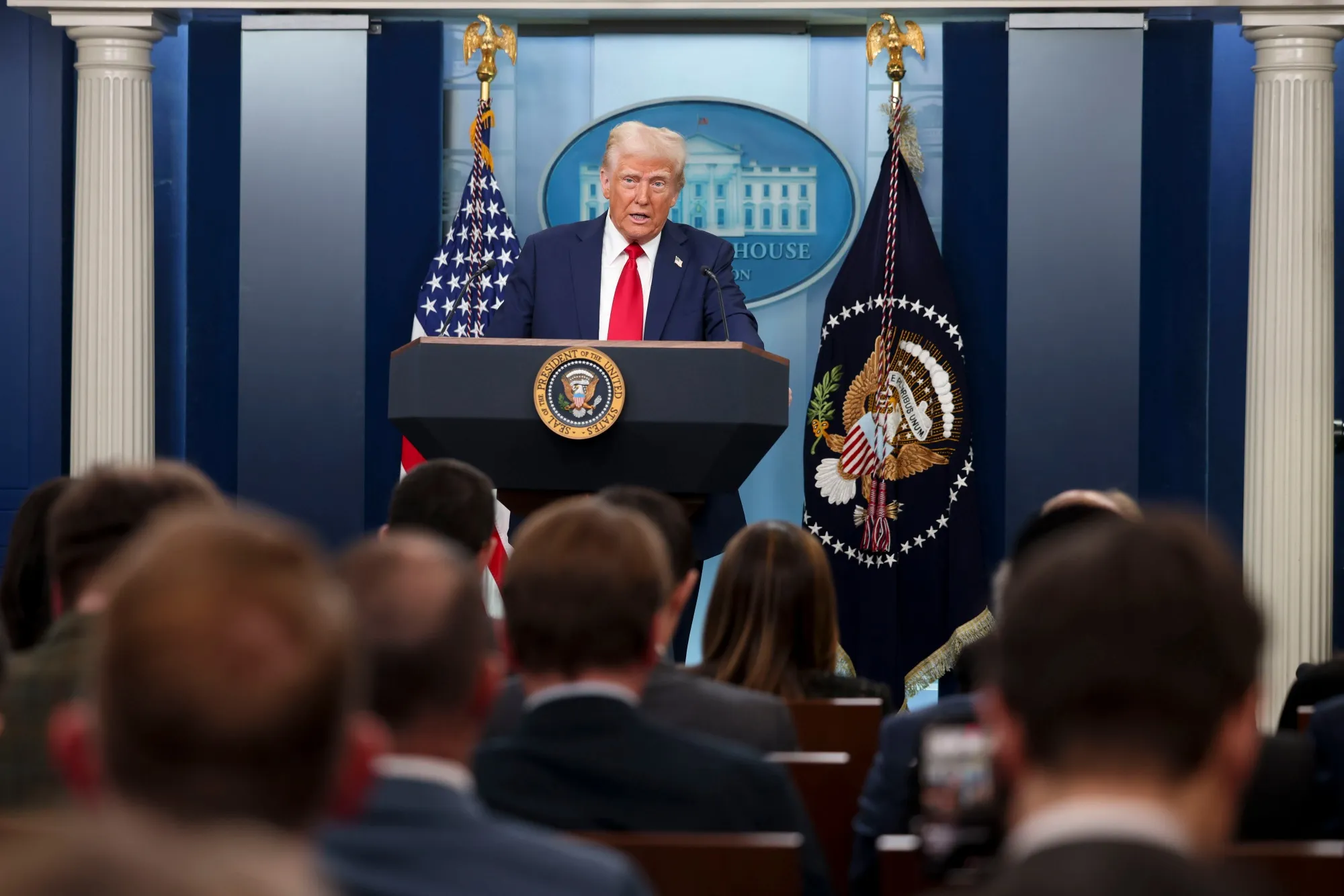 Donald Trump speaks during a news conference&nbsp;on Jan. 30.
