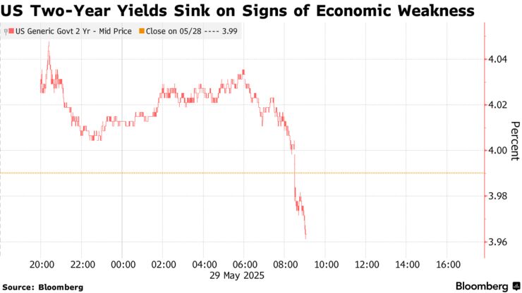 US Two-Year Yields Sink on Signs of Economic Weakness