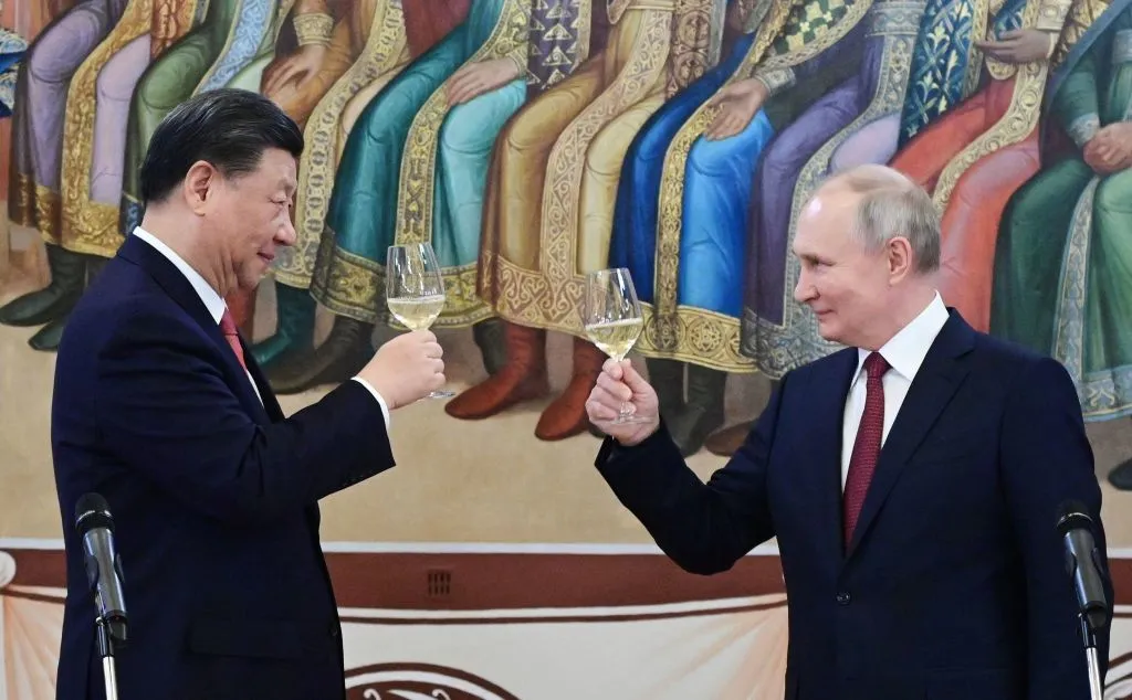 China's President Xi Jinping and Russian President Vladimir Putin&nbsp;in&nbsp;Moscow on March 21, 2023.&nbsp;
