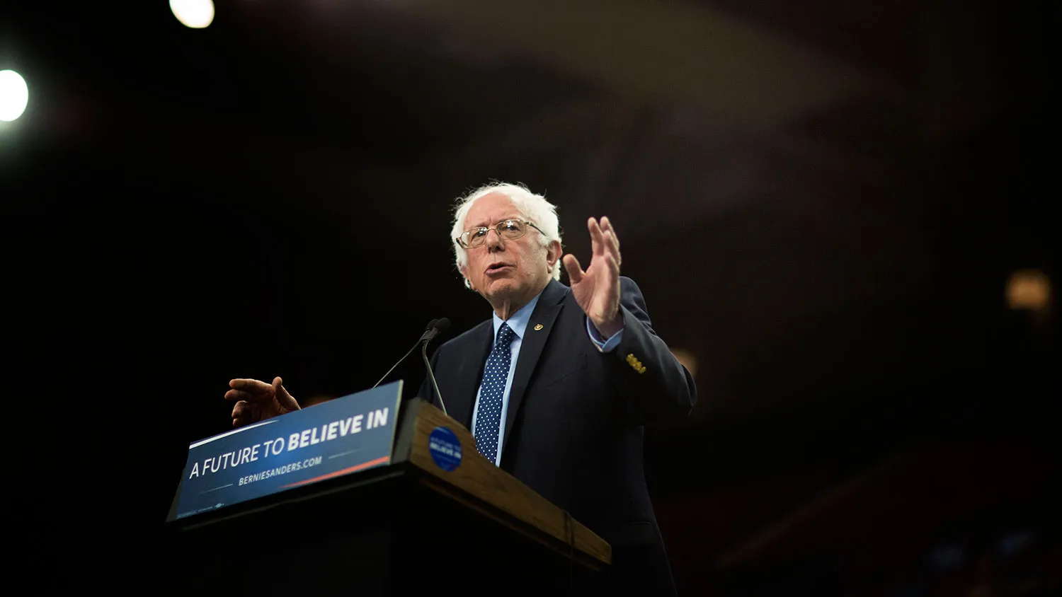 Democratic presidential candidate Bernie Sanders makes a speech to supporters during a campaign rally on Feb. 28, 2016, in Oklahoma City, Oklahoma.
