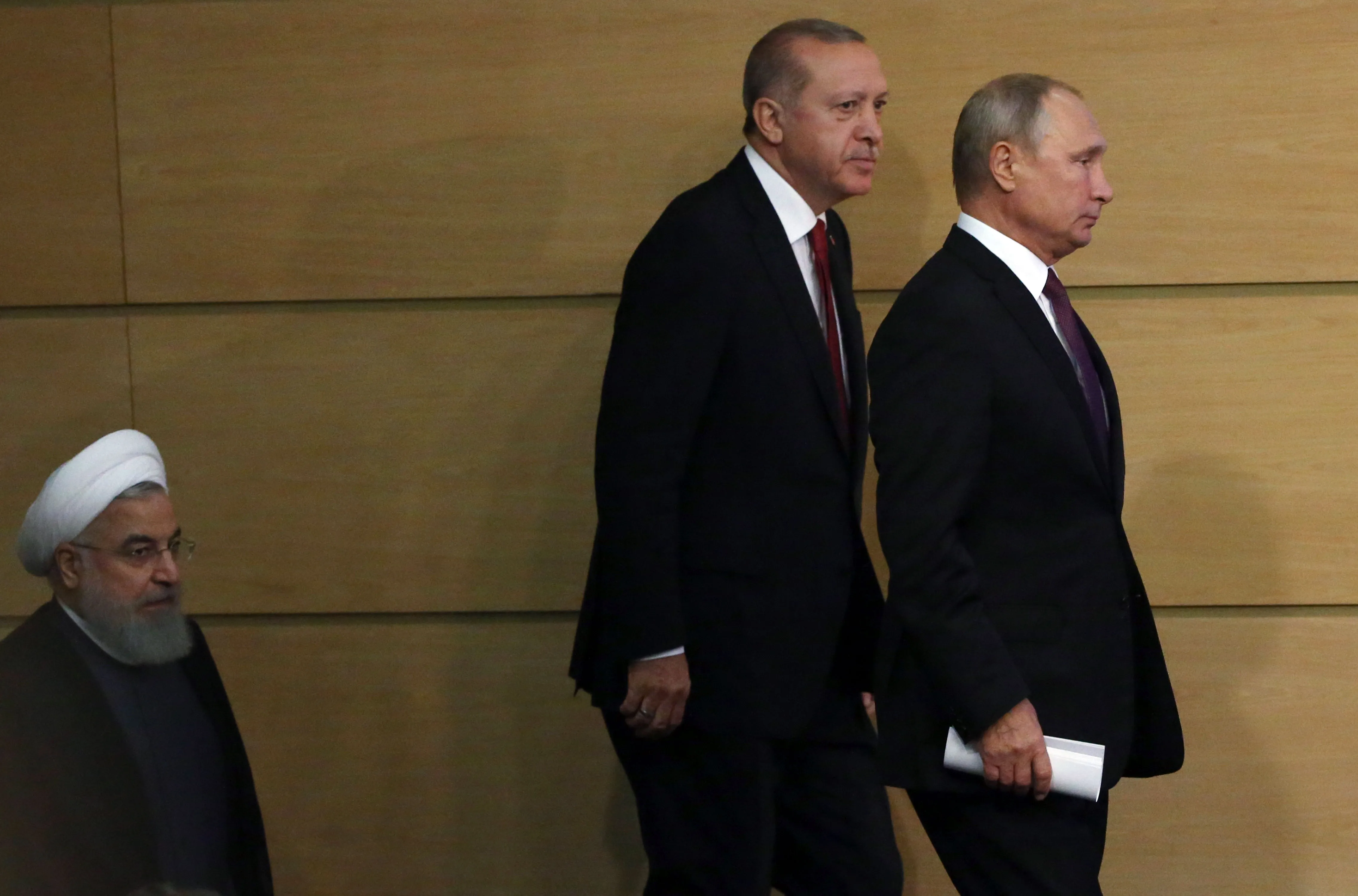 Hassan Rouhani, Tayyip Recep Erdogan and Vladimir Putin