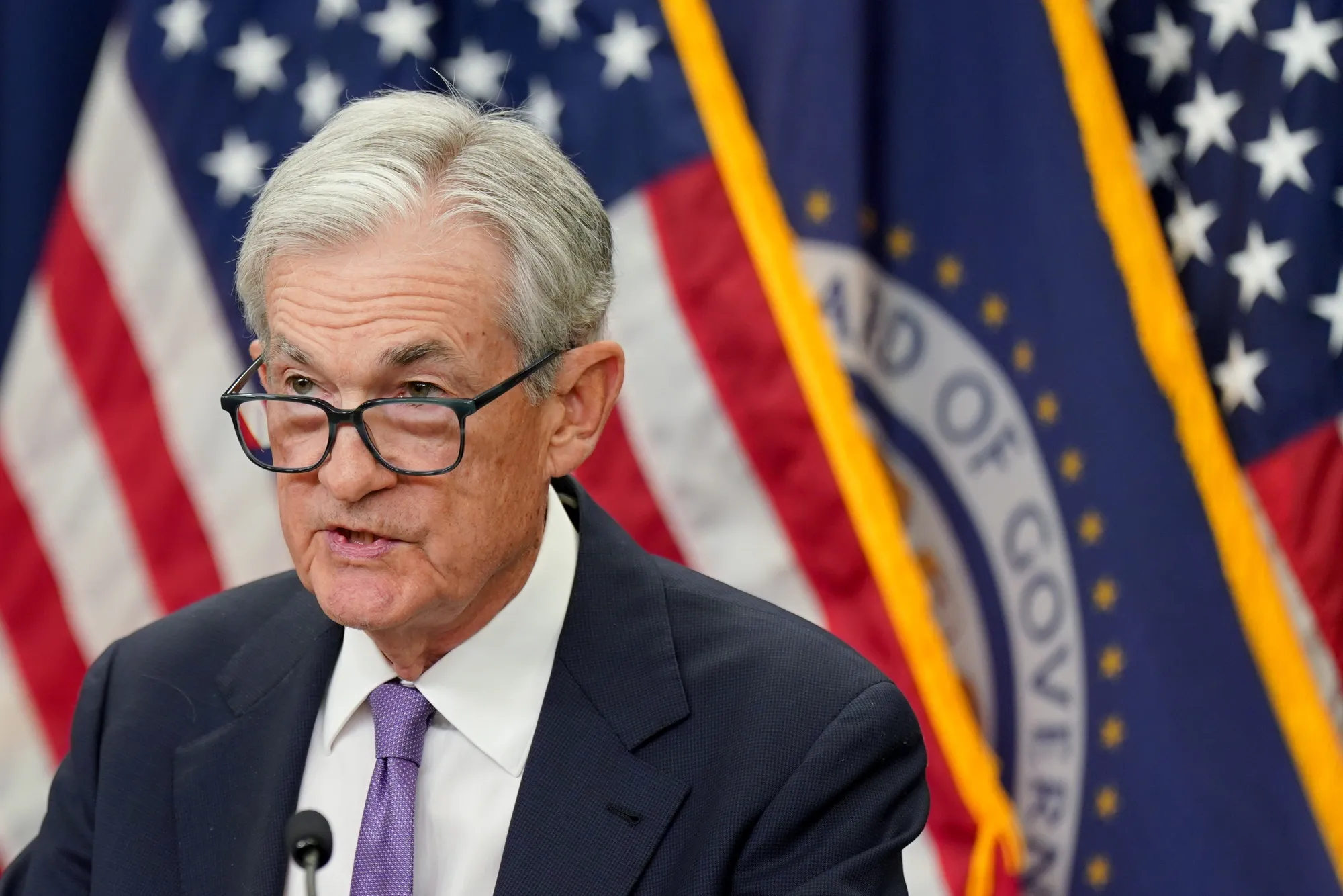 Chairman of the US Federal Reserve&nbsp;Jerome Powell&nbsp;during a news conference following a Federal Open Market Committee meeting in Washington on Oct. 29.&nbsp;