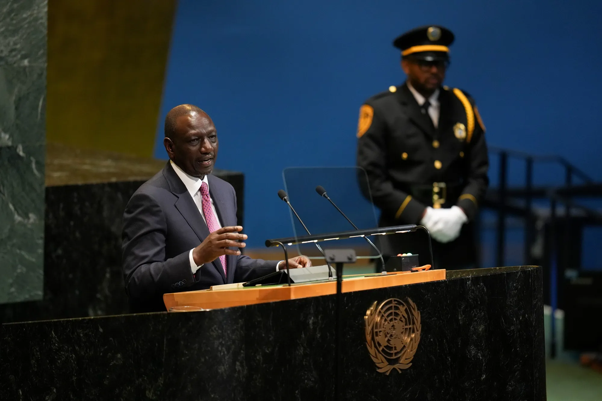 William Ruto, Kenya's president, during the United Nations General Assembly&nbsp;in New York&nbsp;on&nbsp;Sept. 24.