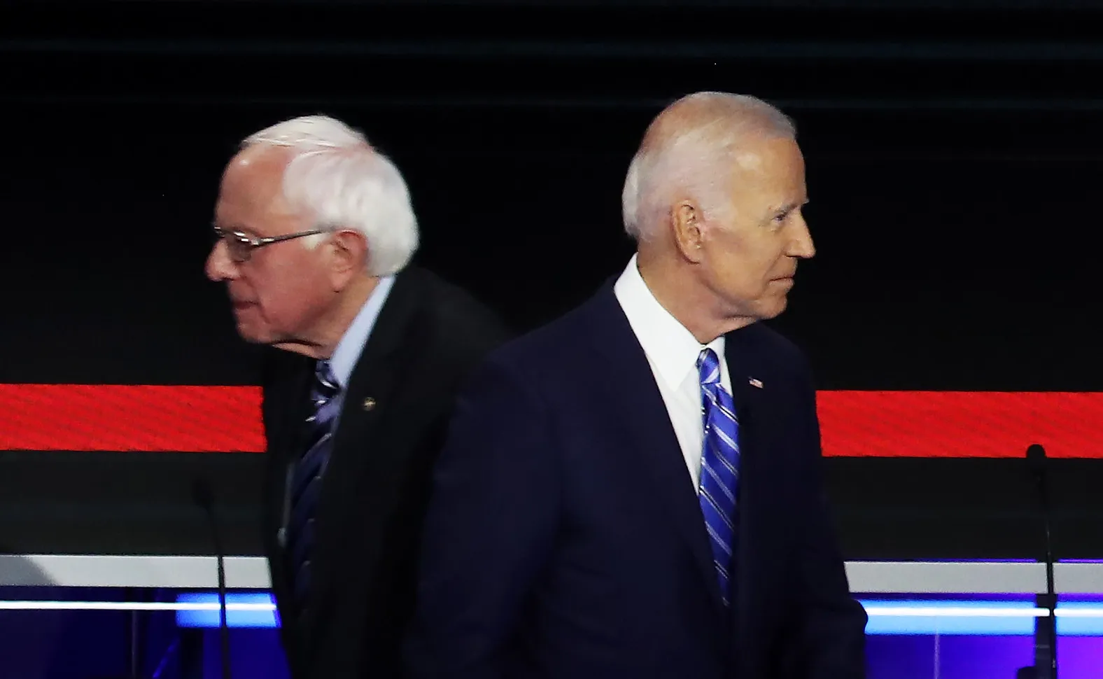 Headed in opposite directions.