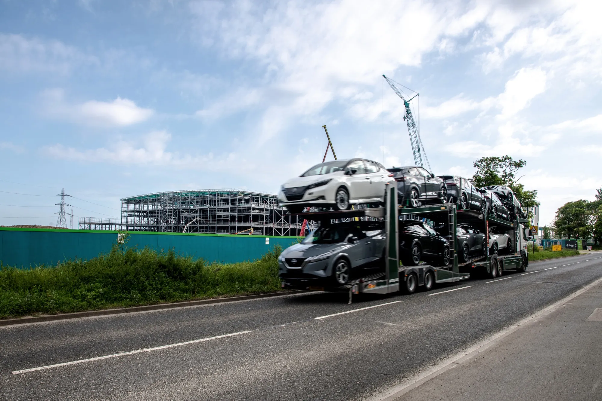 A carrier trailer loaded with vehicles in Sunderland.