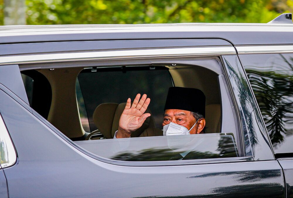 Muhyiddin Yassin as he arrives at the National Palace for an audience with the king, in Kuala Lumpur.