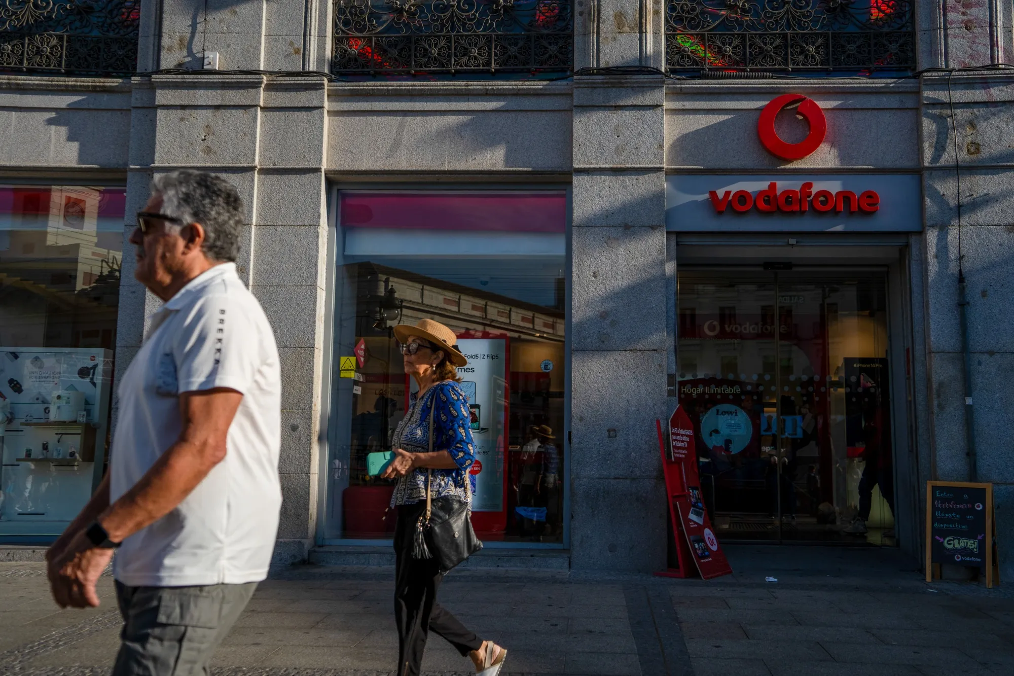 A Vodafone Group Plc store in Madrid, Spain.