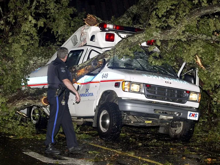 Damage from Hurricane Juan in Halifax, Nova Scotia, in 2003.