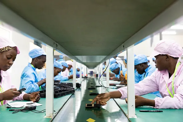 A mobile phone factory in Uganda.