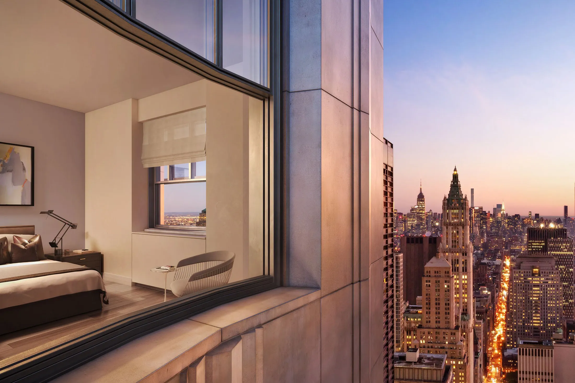A bedroom view at One Wall Street.